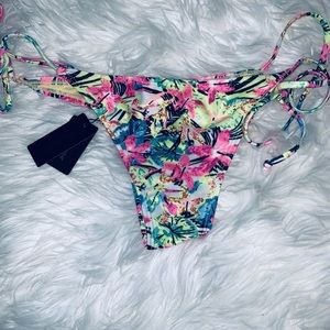 Brightly colored floral print bikini bottoms NWT